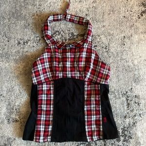 TRIPP NYC Plaid Halter Corset Top Size Large Red Buckle Zip Y2K Gothcore 2000s